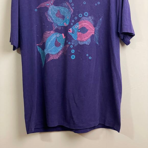 Vintage XL goth under the sea angler fish graphic t-shirt short sleeve tropical - Picture 3 of 8
